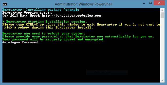 Boxstarter installing package example